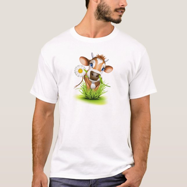Jersey cow in grass T-Shirt (Front)
