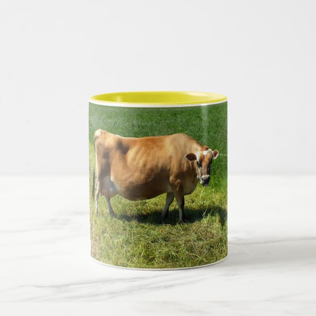 Jersey cow in the Channel Islands Two-Tone Coffee Mug (Center)