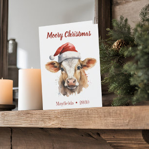Jersey Cow "Moory Christmas" Folded Holiday Card