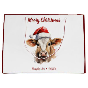 Jersey Cow "Moory Christmas"  Large Gift Bag