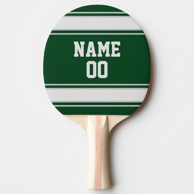 Jersey Dark Green and Grey Personalized Ping Pong Paddle (Front)