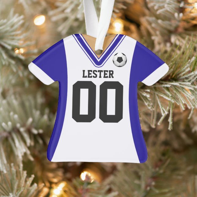 Jersey de soccer bleu/blanc personnalisé (Arbre)