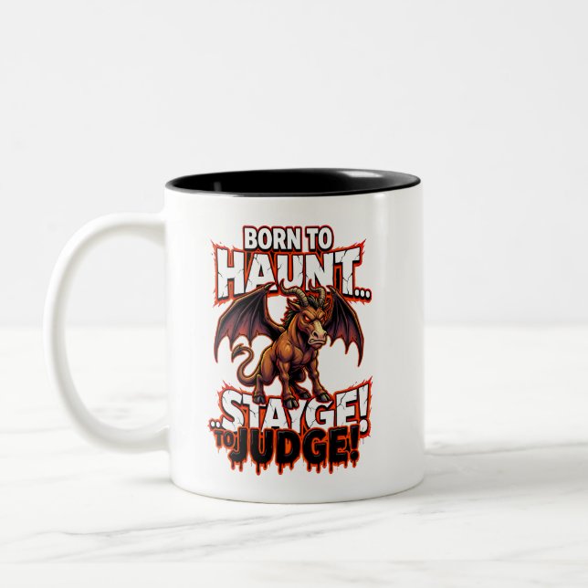 Jersey Devil Born To Haunt Funny Cryptid Humor Two-Tone Coffee Mug (Left)