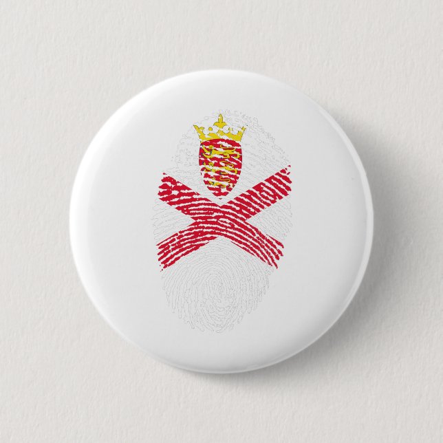 Jersey Flag Fingerprint Country Pride Identity 2 Inch Round Button (Front)