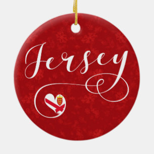 Jersey Flag Heart, Channel Islands Ceramic Ornament