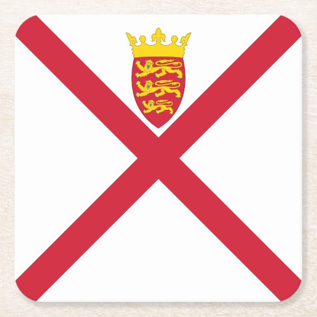 Jersey Flag Square Paper Coaster (Front)