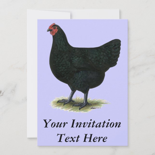 Jersey Giant:  Black Hen Invitation (Front)