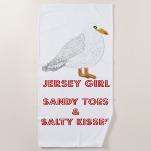 Jersey Girl seagull sandy toes & salty kisses Beach Towel