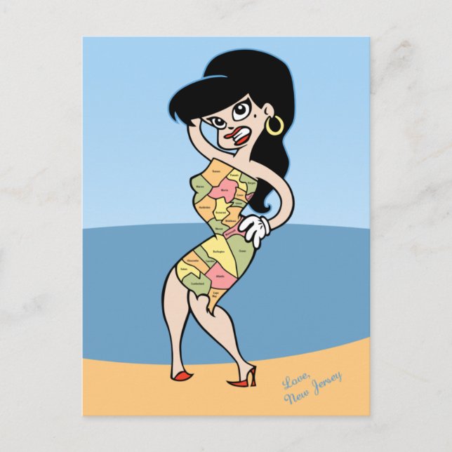 Jersey Map Girl Postcard (Front)