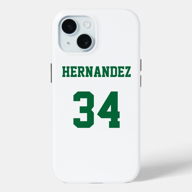 Jersey Name Number White and Green Case-Mate iPhone Case (Back)