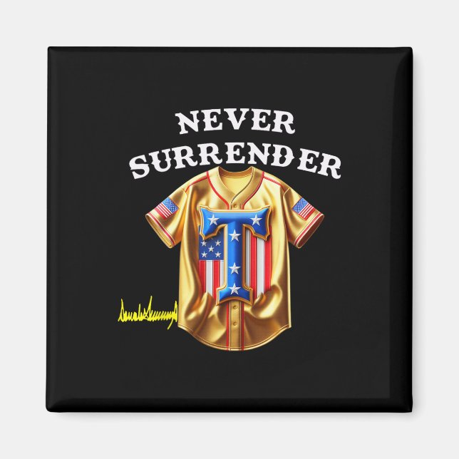 Jersey Never Surrender Pro Trump Fun Baseball Vint Magnet (Front)