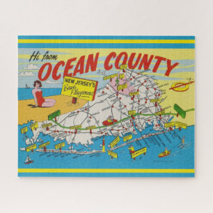 Jersey Shore 16x20 Illustrated Map Jigsaw Puzzle