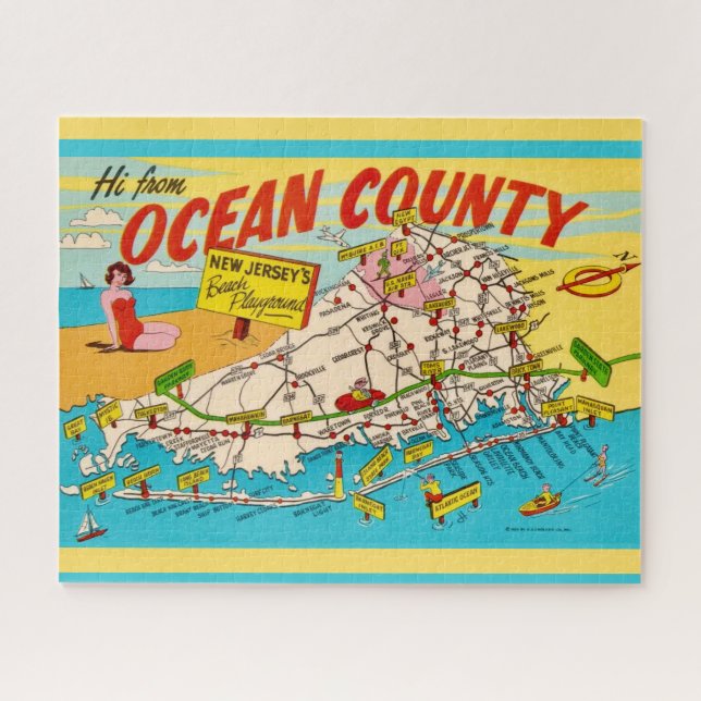 Jersey Shore Illustrated Map Jigsaw Puzzle (Horizontal)