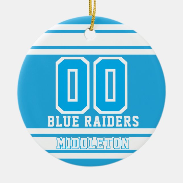 Jersey Sport Style | DIY Text | Baby Blue 2 Ceramic Ornament (Front)