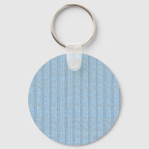 Jersey Stripe Knit Pattern in Baby Blue Keychain