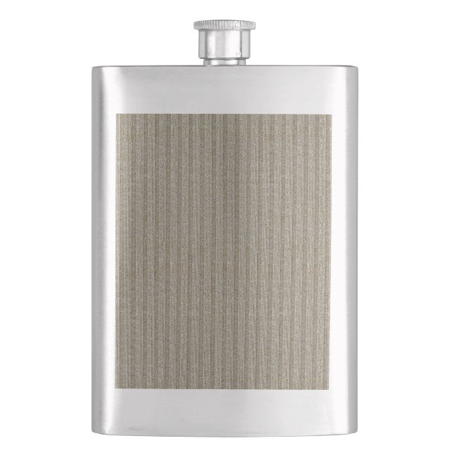 Jersey Stripe Knit Pattern in Soft Beige Hip Flask (Front)