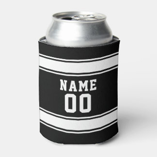 Jersey Style Custom Name and Number Black Can Cooler