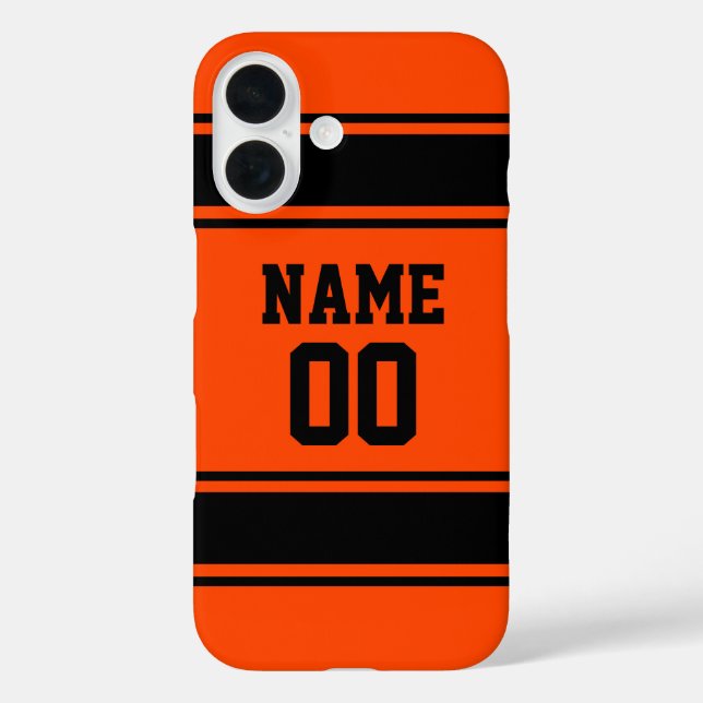 Jersey Style Orange and Black Personalized Sporty Case-Mate iPhone Case (Back)