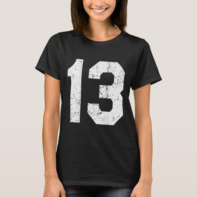 Jersey Uniform Number 13 Athletic T-Shirt (Front)
