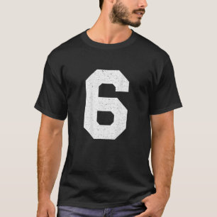 Jersey Uniform Number 6 Block Lettering T Shirt