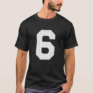 Jersey Uniform Number 6 Block Lettering T Shirt