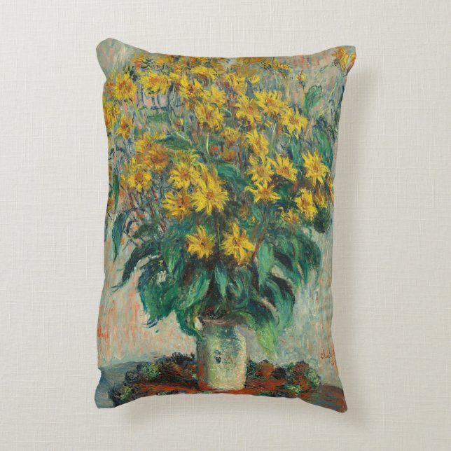 Jerusalem Artichoke Flowers by Claude Monet Accent Pillow (Back(Vertical))
