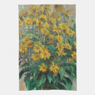 Jerusalem Artichoke Flowers by Claude Monet Kitchen Towel