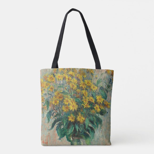 Jerusalem Artichoke Flowers by Claude Monet Tote Bag (Back)