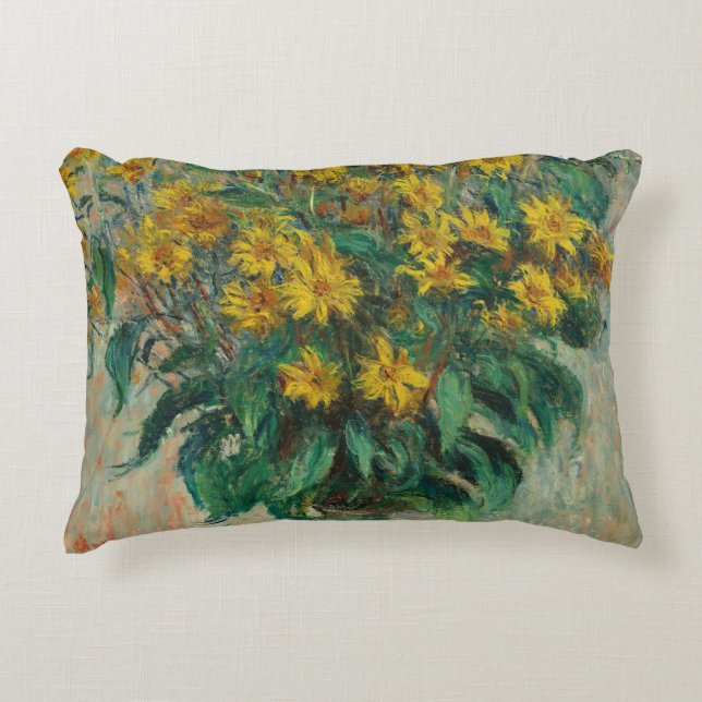 Jerusalem Artichoke Flowers - Claude Monet Accent Pillow (Front)