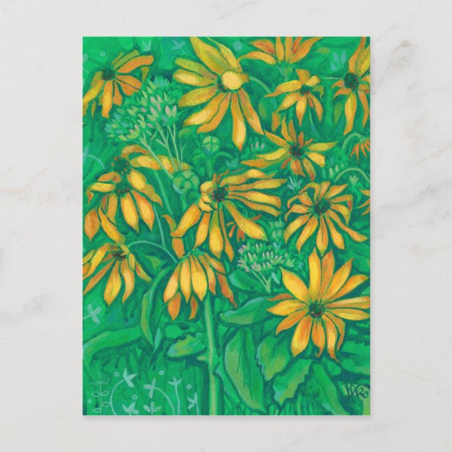 Jerusalem Artichokes Summer Flower Floral Painting Postcard (Front)