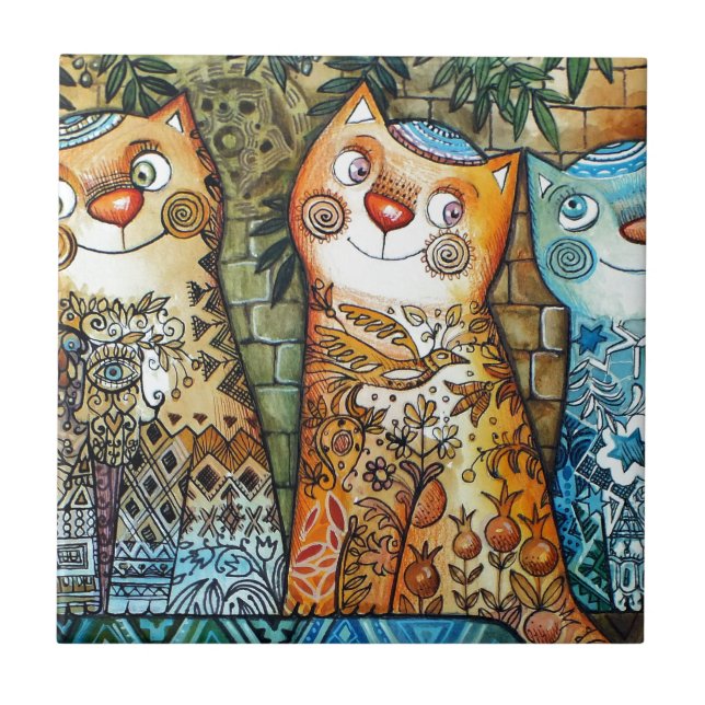 Jerusalem cats tile (Front)