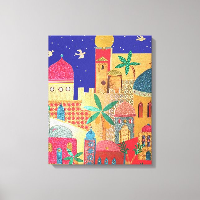 Jerusalem City Colourful Art Canvas Print (Front)