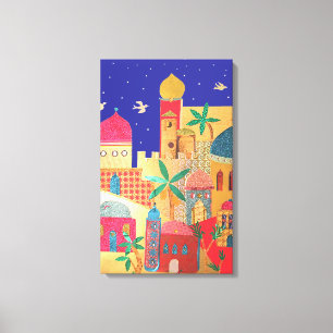 Jerusalem City Colourful Art Canvas Print