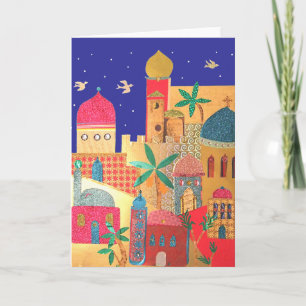 Jerusalem City Colourful Art Card