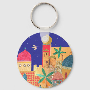 Jerusalem City Colourful Art Keychain