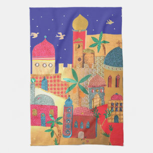 Jerusalem City Colourful Art Kitchen Towel
