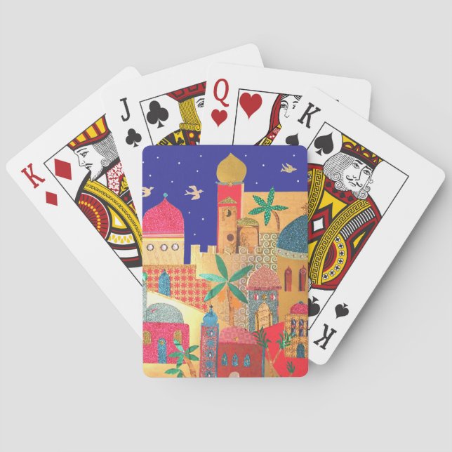 Jerusalem City Colourful Art Playing Cards (Back)