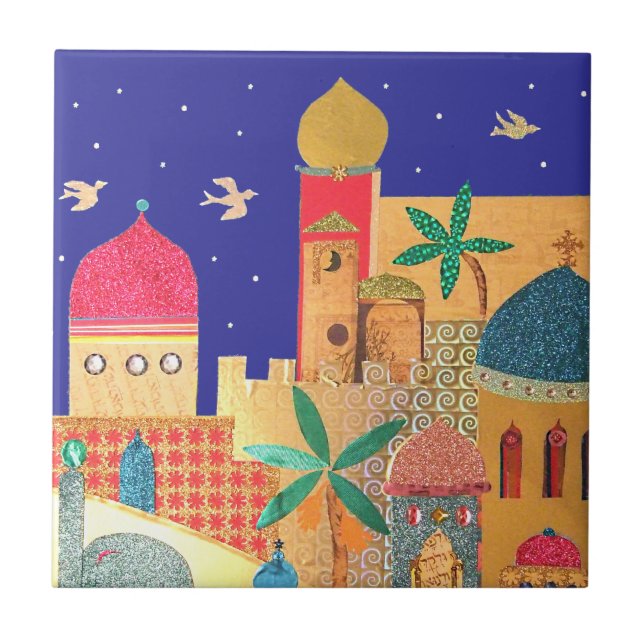 Jerusalem City Colourful Art Tile (Front)