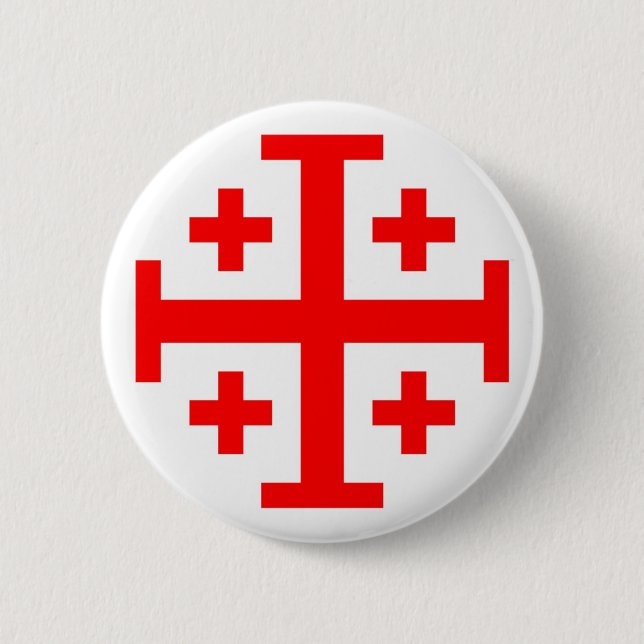Jerusalem Cross 2 Inch Round Button (Front)