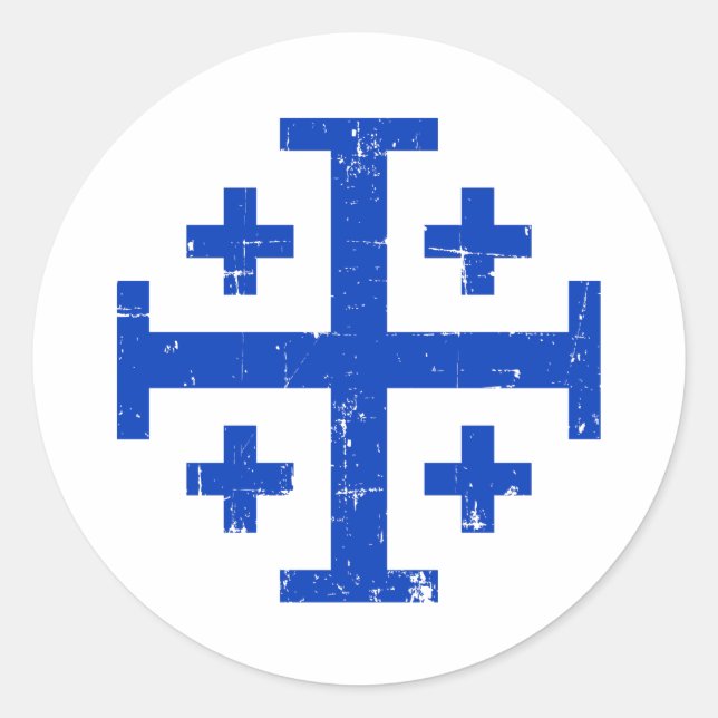 Jerusalem cross classic round sticker (Front)