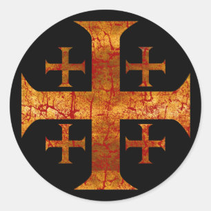 Jerusalem Cross, Distressed Classic Round Sticker