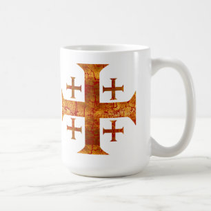 Jerusalem Cross, Distressed Coffee Mug