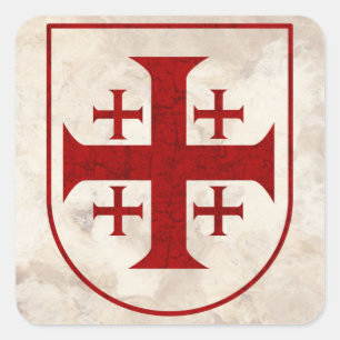 Jerusalem Cross, Distressed Square Sticker