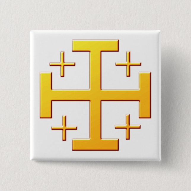 Jerusalem cross Jerusalem 2 Inch Square Button (Front)