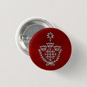 Jerusalem Cross pilgrimage tattoo stamp red 1 Inch Round Button