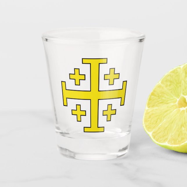 Jerusalem cross shot glass (Front)