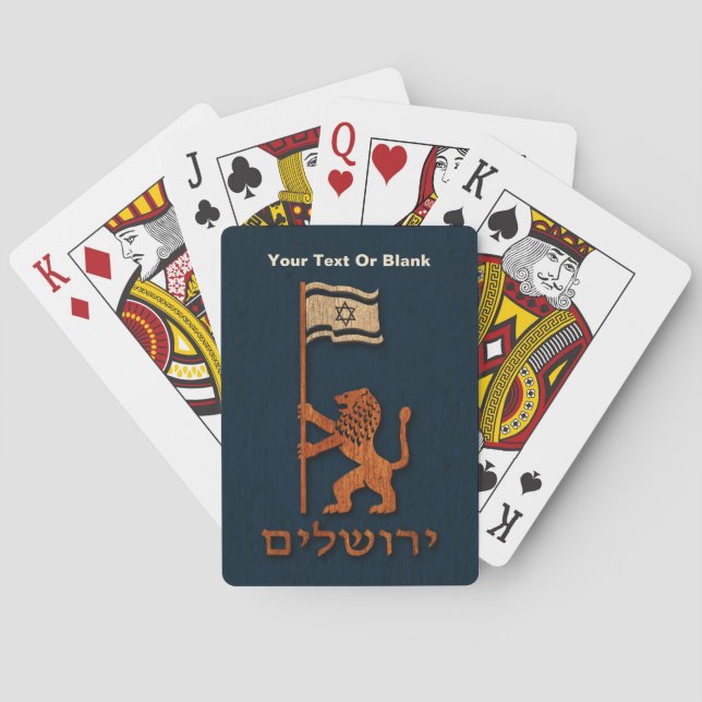 Jerusalem Day Lion With Flag Playing Cards (Back)