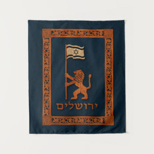 Jerusalem Day Lion With Flag Tapestry