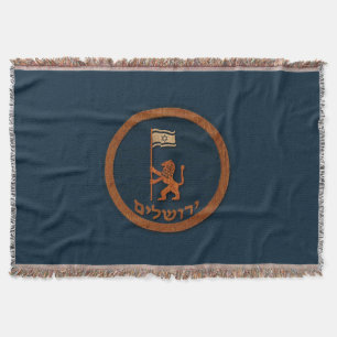 Jerusalem Day Lion With Flag Throw Blanket