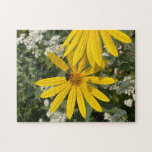 Jerusalem Flower With Bee Jigsaw Puzzle<br><div class="desc">A puzzle with a beautiful image of a bee on a Jerusalem Artichoke flower. The background,  image and text can be modified. Original design by W.B.</div>